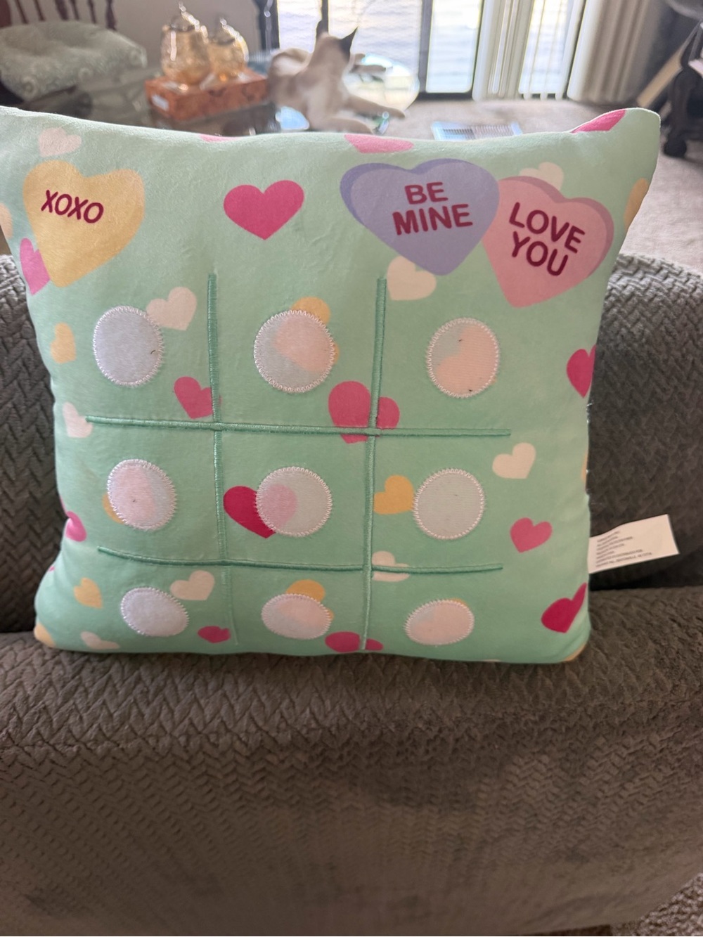 Way to Celebrate Inch Valentine's Day 9piece tic-tac-toe plush pillow NWOT